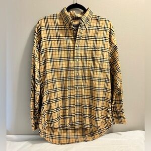 Burberry Heritage Vintage Check Button-Up Long Sleeve Men’s Shirt Designer Plaid
